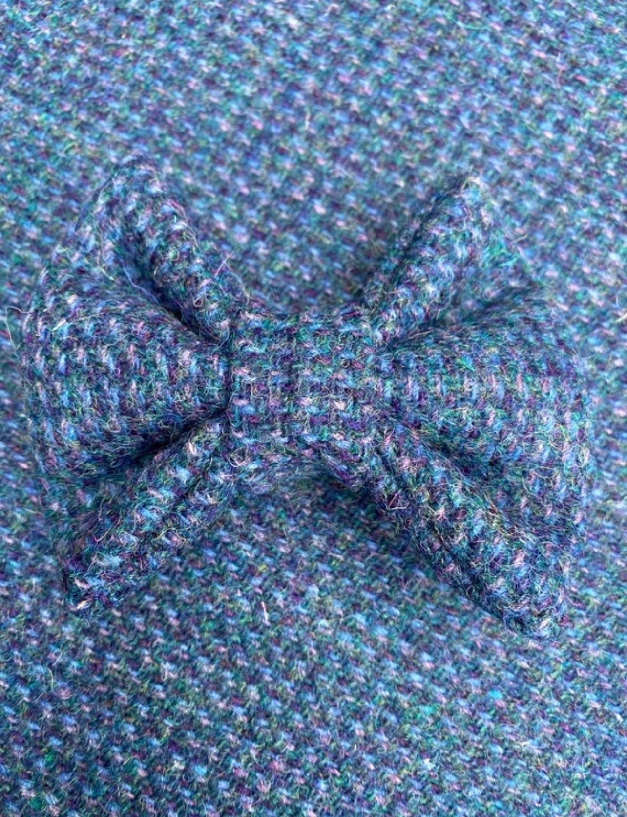 Harris Tweed® Blue Green Purple Dog Collar Bow & Lead Set Hunter & Co.