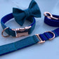 Aqua Marine Blue Tweed Dog Collar Bow & Lead Set Hunter & Co.