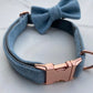 Harris Tweed® Baby Blue Tweed Dog Collar Bow & Lead Set Hunter & Co.