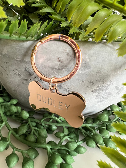 Bone Rose Gold Dog ID Tag | Premium Thick Engraved Steel | 4cm Dog Identification Tags Hunter & Co.