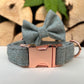 Mint Green, Grey Tweed Dog Collar Bow & Lead Set Hunter & Co.