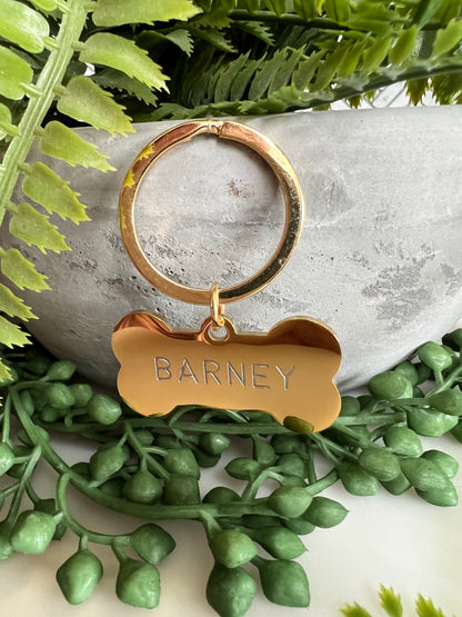 Bone Gold Dog ID Tag | Premium Thick Engraved Steel | 4cm Dog Identification Tags Hunter & Co.