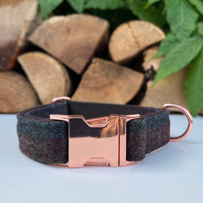 Russet Brown Khaki Tweed Dog Collar Bow & Lead Set Hunter & Co.