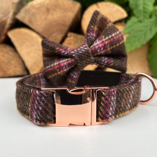 Autumn Pastel Tweed Dog Collar Bow & Lead Set Hunter & Co.