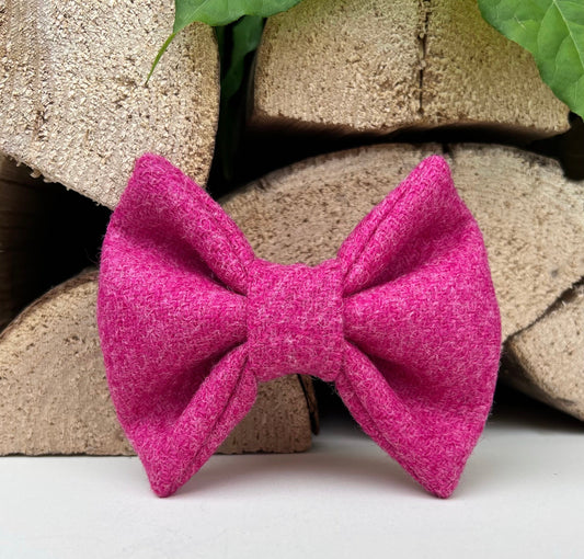 Bubblegum Pink Tweed Dog Bow Hunter & Co.