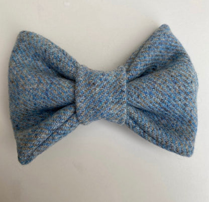 Baby Blue + Grey Tweed Dog Collar Bow & Lead Set Hunter & Co.