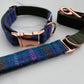 Harris Tweed® Blue Khaki Purple Dog Collar Bow & Lead Set Hunter & Co.