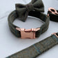 Green Blue Pink Tweed Dog Collar Bow & Lead Set Hunter & Co.