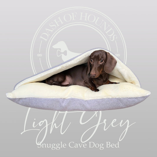 Light Grey Snuggle Cave Dog Bed Dash Of Hounds