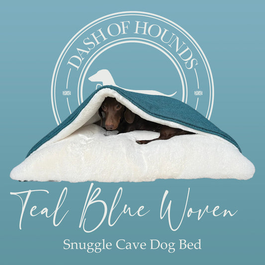 Teal Blue Woven Snuggle Cave Dog Bed Dash Of Hounds